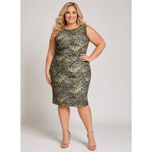 Dana Kay 22W Animal Print Sheath Dress Hidden Back Zipper